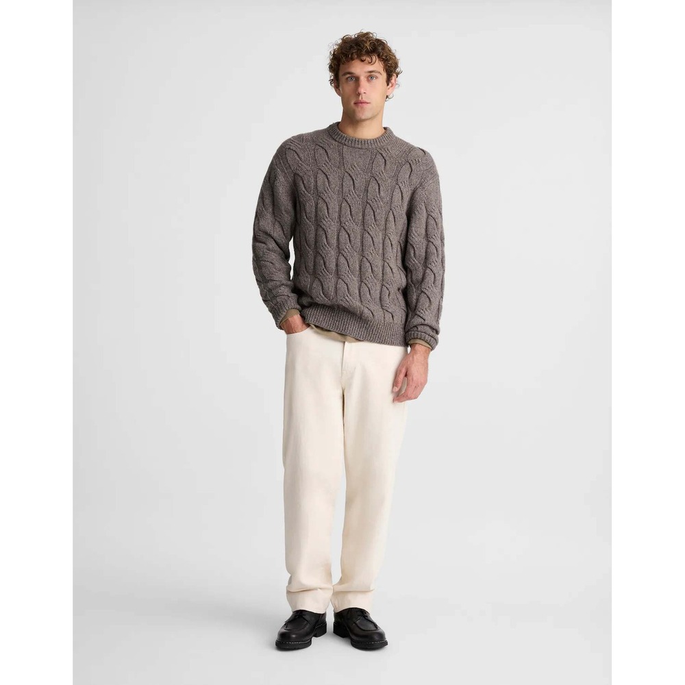 Madewell Mens Wool Blend Cable Knit Crewneck Sweater Grey NY132 Small NEW